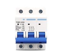 GVBAEPIEO Mini disjoncteur 3P AC MCB TOB1-63 C Type 230/400V ~ 50HZ/60HZ, 3A 6A 10A 16A 20A 25A 32A 40A 50A 63A, 1 pièce(3P 16A)