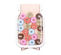 Gvblkq Classroom Reward Jar, Cute Donut Cartoon Incentive Jar, Wooden Funny Classroom Accessories, Safe Teacher Aid for Kindergartens, Schools, Homes, and Classrooms, 8.3x5.4inches