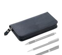 Gvblkq Étui à Crayons en Cuir,Trousse De Bureau Vintage À 3 Compartiments - Pochette Porte-Stylos,pour Bureau École Études Art Dessin Journal Créatif Voyage Domicile