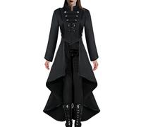Gvblkq Frac Victorien Gothique Femme,Frac Victorien Femme | Veste trench longue à queue d’hirondelle victorienne,Veste de trench longue queue d'hirondelle victorienne, uniforme de manteau de