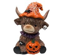 Gvblkq Highland Cow Figurines, Resin Brown Cattle Statue, Decorative Farm Animal Sculpture for Bookshelf Table Desktop Bedroom Living Room Apartment Home Decor, Stylish Size, 3.15x4.13 in