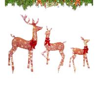 Gvblkq Lighted Deer, Festive Acrylic Display, 2D Outdoor Ornament, Weatherproof Reindeer Family, Holiday Celebration Decor for Party Tradition, Family Festival Cheer and Fun
