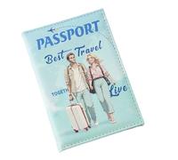 Gvblkq Lot de 2 Housses de Passeport pour Couple, en polyuréthane, Organiseur de Portefeuille de Voyage, Rangement pour Cartes de crédit, Accessoires d'étude à l'étranger pour Couples, Femmes,