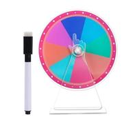 Gvblkq Prize Wheel, Lucky Draw Spin to Win Wheel, Acrylic Tabletop Game Board with Erasable Marker, Rainbow Color Sections for Carnival Trade Shows Events Party 12.5x10cm