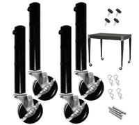Gvblkq Table Leg Risers, 4pcs Adjustable Height Extenders for Folding Tables, Compatible Straight Bent Legs, Furniture Support with Wheels, Sturdy Table Leg Extensions for Easy Adjustment Mobility