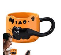 Gvblkq Tasse à thé en forme de chat empilable, jolie tasse à café décorative en céramique pour cuisine, femmes, filles, maman, papa, 350 ml, blanc