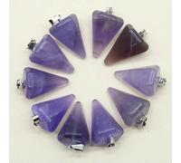 GVEKJ Lot de 24 pendentifs divinatoires en pierre naturelle Reiki, quartz améthyste, cristal d'agate, idéal pour la fabrication de colliers et de bijoux, en fluorite violette.