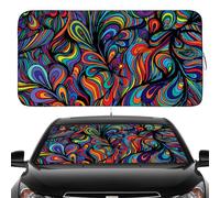 Gven Pare-Soleil pour Pare-Brise de Voiture - pour berline compacte, VUS, berline Moyenne, Petite camionnette, Bloque Les Rayons UV, Garde Votre véhicule au Frais, Abstrait, Taille S