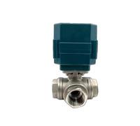 GVEXLUOQ Vanne à bille électrique CR04 en acier inoxydable à trois voies, passage complet, vanne à bille à couple élevé, actionneur 2/3 lignes, AC220V DC24V DC12V (L TYPE-DC12V-CR04,G3/4)