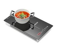 Gveyajo Plaque à Induction Double, 3500W Cuisinière Électrique Portative 2 Zones 2000W+1500W, 8 Niveaux de Puissance, Minuteur, Verrouillage Enfant, Pose Libre ou Encastrable 220-240V