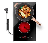 Gveyajo Plaque de Cuisson Électrique 2 Feux 3000W, Portable & Encastrable Plaque Vitrocéramique 2 Feux avec 9 Niveaux, Minuterie, Verrou Enfant, 220-240V