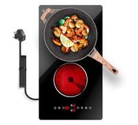 Gveyajo Plaque de cuisson en céramique 2 zones 3000 W intégrée avec contrôle tactile, indicateur de chaleur résiduelle, verrouillage enfant, minuterie, plaque de cuisson en verre noir pour cuisine