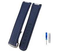 GVGMTAEAVZ Bracelet de Montre en Caoutchouc et Silicone 20 mm, Compatible for Omega Seamaster 300 AT150 Aqua Terra Ultra Light 8900, Boucle en Acier Fermoir de Montre(Blu,20mm Gold Buckle)