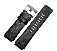 GVGMTAEAVZ Bracelet de Montre en Cuir véritable for Ouverture Convexe 30 x 22 mm, Compatible for Diesel DZ1089, DZ1123 et DZ1132, Noir, Marron et Blanc Fermoir de Montre(Black-Silver,28X20mm)