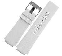 GVGMTAEAVZ Bracelet de Montre en Cuir véritable for Ouverture Convexe 30 x 22 mm, Compatible for Diesel DZ1089, DZ1123 et DZ1132, Noir, Marron et Blanc Fermoir de Montre(White-Silver Clasp,30X20mm)