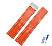 GVGMTAEAVZ Convient au Bracelet de Montre for Breitling en Cuir véritable Italien Premier B01 Colt Chronograph Avenger Aviator 8 316L Boucle Logo 22 24 mm Fermoir de Montre(Arancione,24mmNO Buckle)