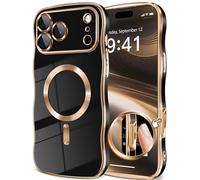 GVIEWIN Coque pour iPhone 17 Pro 6,3" 2025[Compatible avec MagSafe][Protection complète Appareil Photo][Non jaunissante] Coque ondulée électrolytique Antichoc magnétique Fine,Noir