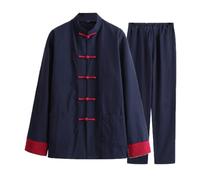 GVILTY Coton Pure Cotton Martial Arts Suit - Hommes Chinois Vêtements Traditionnels Tang Tap Tang Kung Fu Uniforms, Coton Lin Tai Chi Uniforme Pantalon À Manches Longues To blue1-5XL