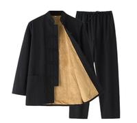 GVILTY Hiver Chaud en Peluche Kung Fu Arts Martiaux Costume Pantalon - Hommes Tang Suit Hanfu Vêtements Traditionnels Chinois, Coton Tai Chi Clothes Longues black-3XL