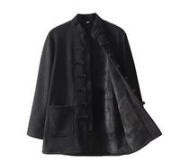GVILTY Hiver Warm Loose Tang Suit Chinois Vêtements Traditionnels Chinois, Hommes En Peluche De Vitesses De Kung-fu Vêtements Tops Martial Veste De Veste À Manches Longues black-8XL