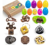 GVKES Ensemble de puzzle 9 pièces en métal - Le défi d'esprit ultime pour adultes et adolescents avec des œufs surprise, déverrouillez votre potentiel avec le cadeau parfait de Noël et de Pâques (à