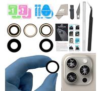 GVKVGIH Lot de 2 protections d'objectif d'appareil photo arrière pour iPhone 15 Pro et 15 Pro Max avec adhésif double face et kit d'outils de réparation (15pro/15 pro max)