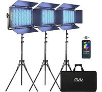 GVM 1500D LED RGB Éclairage vidéo, kit d'éclairage vidéo 75 W avec contrôle Bluetooth, Lot de 3 Panneaux Lumineux pour Photographie, Studio Youtube, Tournage vidéo, conférence,Avoir 1128 Perles LED