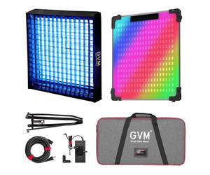 GVM 200W RGB Lumière Vidéo Pliable Contrôle Bluetooth Lumière Vidéo LED avec Softbox 2000K-10000K Lumière Photo 16 Types de Scènes de Lumière 1400 LED Perles