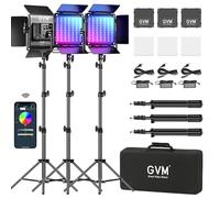 GVM 800D LED Panneau Vidéo avec Variateur d'intensité, boitier en métal avec affichage numérique pour Studio, kit d'éclairage de Photographie Vidéo d'extérieur 2300K ~ 6800K,CRI97+ TLCI97 +(3 Paquets)
