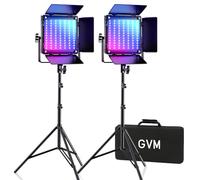 GVM 800D RGB Lumière vidéo 2 PCS Kit d'éclairage vidéo avec contrôle d'application, 40W Photographie Éclairage Panneau LED avec 8 Types de lumières de scène pour Studio Youtube, 3200K-5600K, CRI 97+