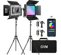 GVM Great Video Maker Lampe vidéo GVM RGB LED, éclairage vidéo LED 60 W avec Support, lumière vidéo 3200 K-5600 K pour vidéo de Studio, Films, Youtube, lumière de Studio LED, lumière Continue, ensemb