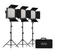 GVM LED Lumière Vidéo Panneau kit,avec Support U et Barndoor,Bicolore Réglable 2300K-6800K,CRI 97+TLCI 97+ Dimmable Panneau LED Lumiere pour Studio Photos Youtube Vidéo Interview(3 kit) Fr-480app-3