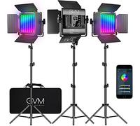 GVM LED Video Light avec Trépied, 800D RGB Studio Light APP Control, Kit de Lumières de Film pour Youtube et Photographie - 3 Packs Panel avec 8 Effets Lumineux
