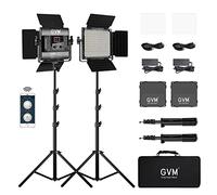 GVM Lot de 2 kits d'éclairage vidéo 480 LED avec contrôle par application, bicolore variable 2300 K ~ 6800 K avec affichage numérique de luminosité de 10 à 100 % pour photographie vidéo, panneau