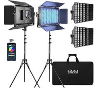 GVM Lot de 2 lampes vidéo LED RVB 1500D avec boîte à lumière, kit d'éclairage de photographie 75 W avec contrôle Bluetooth, support d'éclairage de 200,2 cm pour prise de vue en studio YouTube, 9770