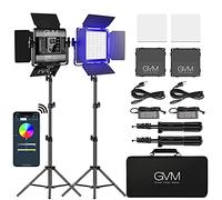 GVM RGB LED Video Light Photography Light avec contrôle d'application, kit d'éclairage vidéo 800D pour Youtube Studio, 2 Paquets de Panneau LED 3200K-5600K, 8 Types de Lumières de scène, CRI 97