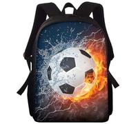 GVMJHYK 16inch Sac à Dos De Football Pour Enfants,Sacs d'école pour Garçons Filles,Sac à Dos De Pour Étudiants, Noir, Motif Football Flamme, Grande Capacité, Sac De Voyage, Sac De Sport, d'École
