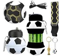 GVMJHYK Bouteille d'eau en Silicone pour le Football Bouteille d'eau de Course Pliable en Silicone avec Porte-clés Trophée de Football Ceinture d'entraînement de football pour enfants