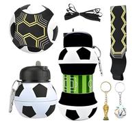 GVMJHYK Bouteille d'eau en Silicone pour le Football Bouteille d'eau de Course Pliable en Silicone avec Porte-clés Trophée de Ceinture d'entraînement pour enfants