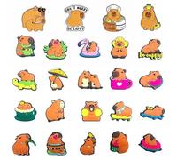 GVMJHYK Charms Capybara pour Chaussures Clog Shoes avec Broches Métal 24PCS Accessoires Décorations Sacs Enfants Filles Garçons Cadeau École Élèves Animaux Pins Fantaisie Créatif