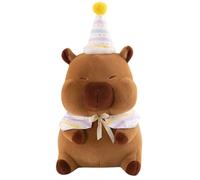 GVMJHYK Peluche Capy-bara avec Chapeau d'anniversaire, Réaliste Doux Capy-bara PE-luche Animal poupée, Peluche pour Collection, Jouet Cadeau pour Fille Garçon Enfant, 35cm