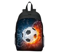 GVMJHYK Sac à Dos Enfant Football, Sacs d'école pour Garçons Filles, Léger avec Imprimé Flamme et Ballon - Cartable Sportif pour École ou Entraînement, 16 Pouces