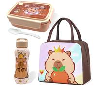 GVMJHYK Sac à Lunch Isotherme Capybara Et Animés Bento Lunch Box Bouteille d'Eau Mignonne Capybara,Animaux De Dessins Animés Lunch Box,Tout Glacière à Déjeuner Réutilisable Lunch Bag Pour École