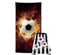 GVMJHYK Serviette De Bain Football, Serviette De Bain à Impression 3D 2pcs Serviette Football Plage Poche liée, Serviette Convient pour la Plage, Sport, Voyages,Sauna,Piscine