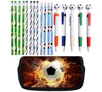 GVMJHYK Stylo à Bille en Forme de Foot-ball, Trousse à Crayons Garçons Football, Thème Football Crayons, Fournitures Scolaires et de Bureau, Trousse à Cra-yons Portable avec Imprimé Football