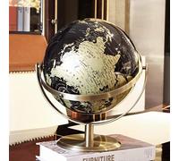GVNFJKJK Globe de Luxe, Globe terrestre Rotatif Vintage doré et Noir, Ornements de Globe avec Support en métal for Bureau/Bureau, éducation Populaire ou Apprentissage (10,6 Pouces)