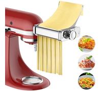 Gvode Accessoire Pâtes 3 en 1 Acier Inoxydable pour KitchenAid Artisan, Laminoir Acier Inoxydable pour KitchenAid, Découpe Spaghetti, Fettuccine et Feuille de Pâtes, Plaque Guide Inox