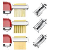 GVODE Accessoire pour pâtes en acier inoxydable pour Kenwood Kmix(KMX750) et Chef(KVC85) Robot, y compris rouleau à pâtisserie coupe-spaghetti et coupe-fettuccine Machine à pâtes pour Kenwood