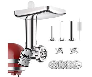 GVODE Acier Inoxydable Hachoir à Viande pour KitchenAid Robot Pâtissier, y Compris le Remplisseur de Saucisses, Parfait Accessoire de Hachage de Viande pour Les Batteurs pour KitchenAid