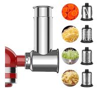 GVODE Mandoline en acier inoxydable pour mixeur KitchenAid - Accessoire KitchenAid - Avec 4 lames en acier inoxydable - Passe au lave-vaisselle - Argenté